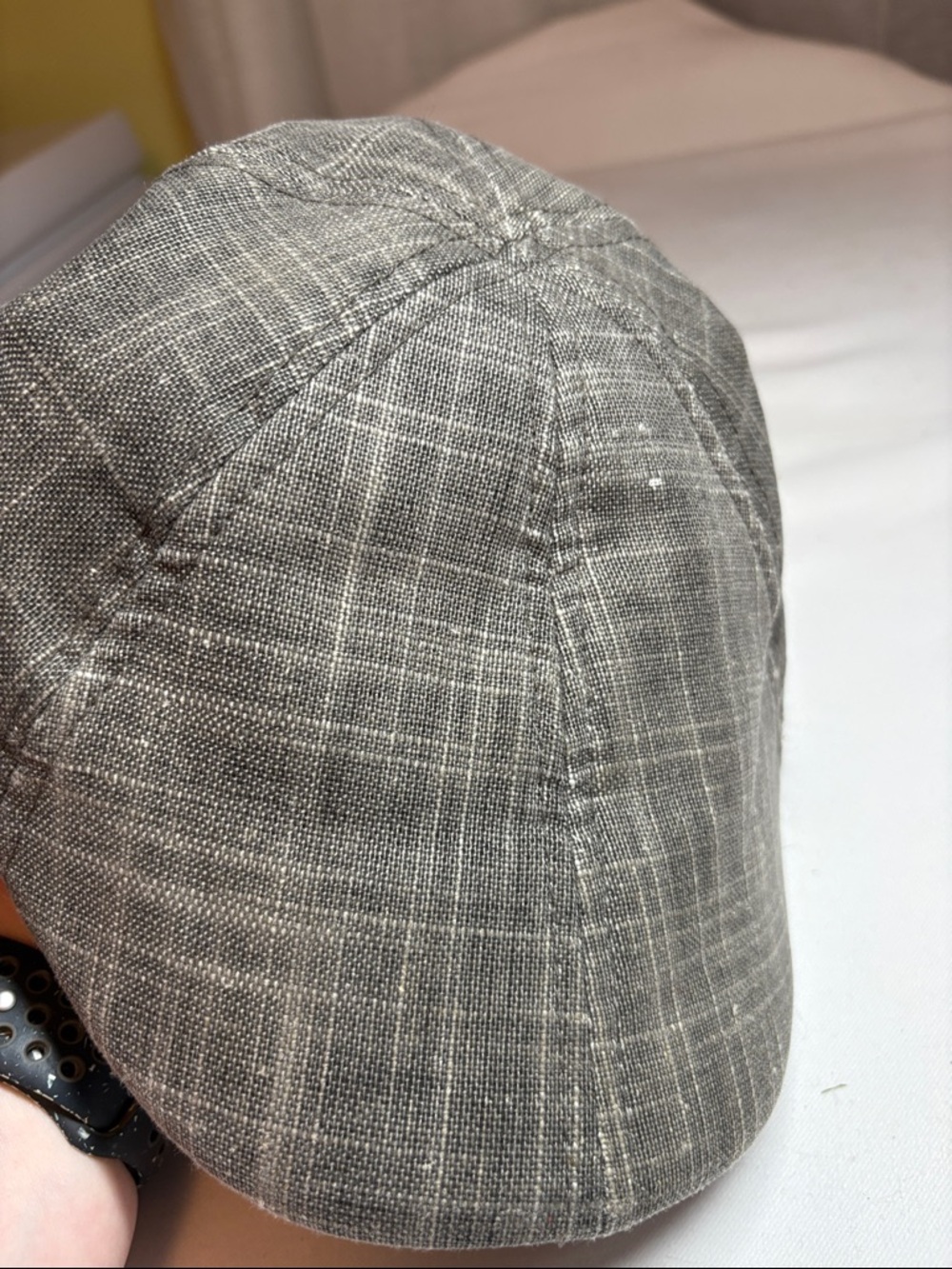 Stetson Gray Plaid Linen/Cotton Newsboy Flat Cap S/M